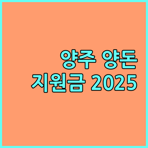 양주시 양돈농가 사육환경 지원 2025년 놓치면 손해 지금 확인하세요